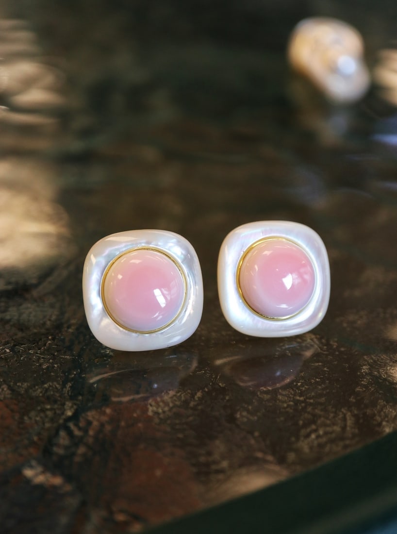S925 Silver Natural Mother-of-Pearl Pearl Earrings - 2