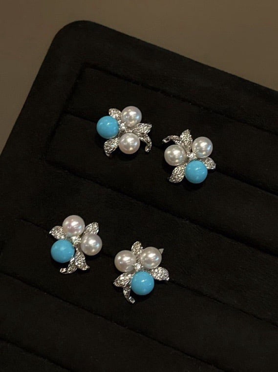 925 Sterling Silver Natural Freshwater Pearl Earrings - 5