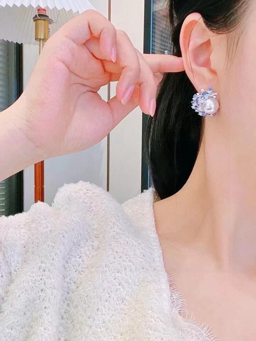 S925 Silver Natural Freshwater Pearl Earrings - 5