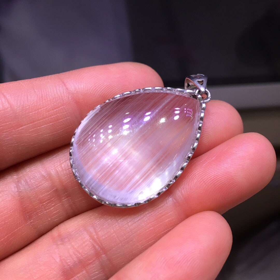 Sterling Silver Natural White Topaz Pendant - 3