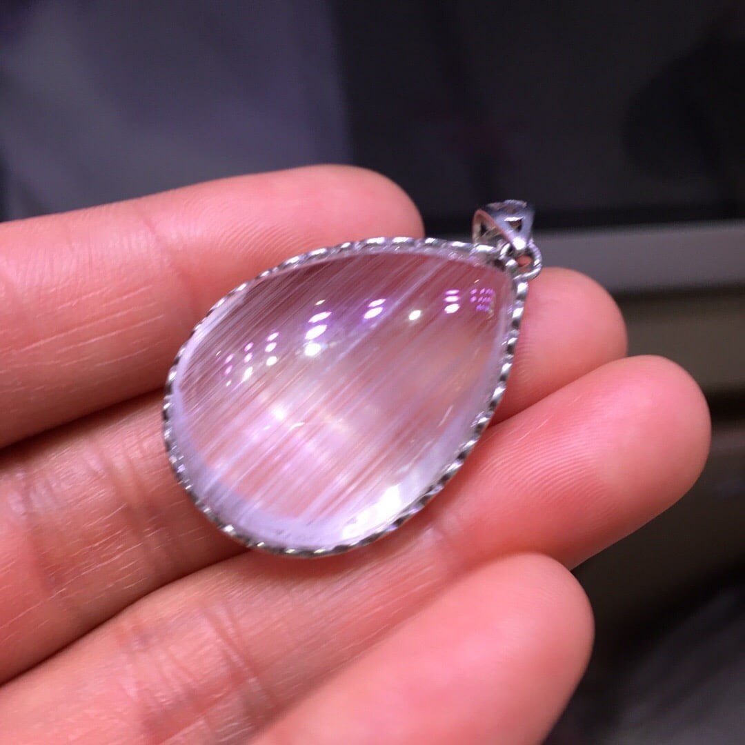 Sterling Silver Natural White Topaz Pendant - 4