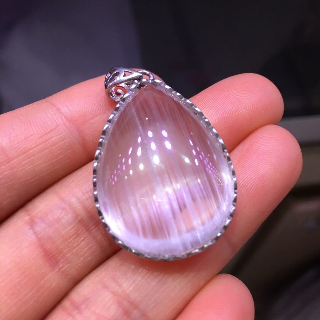 Sterling Silver Natural White Topaz Pendant - 5
