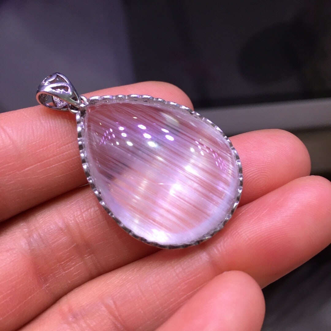 Sterling Silver Natural White Topaz Pendant - 8