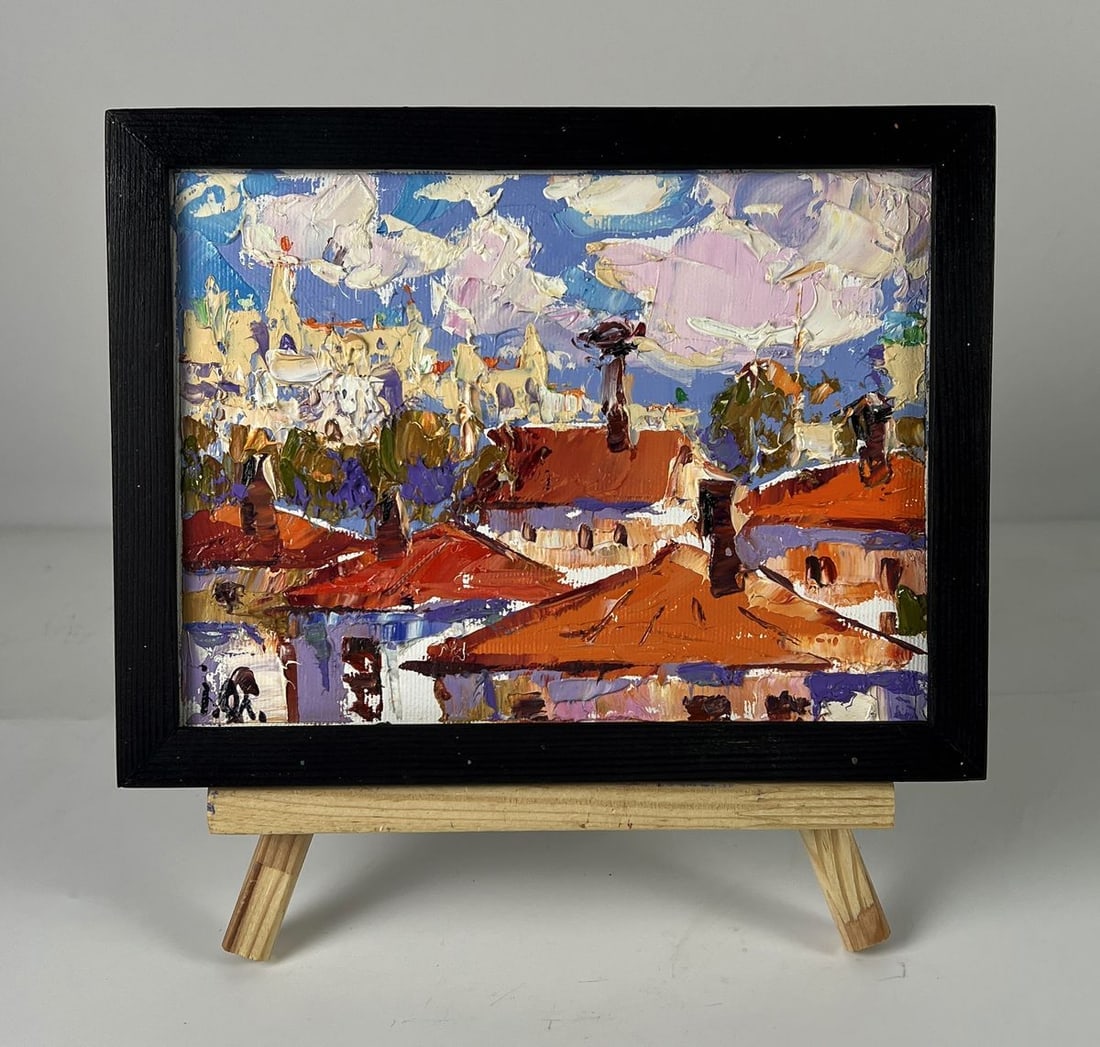 Oil painting Sunny Day over the city Oleksiy Ivanyuk: Title: Oil painting Sunny Day over the city Oleksiy Ivanyuk Description: NoAAA6430*** ABOUT THIS PAINTING **** TITLE: "Sunny Day over the city"* ARTISTS: Oleksiy Ivanyuk* SIZE: 15x20 cm/5.90x7.87 inch