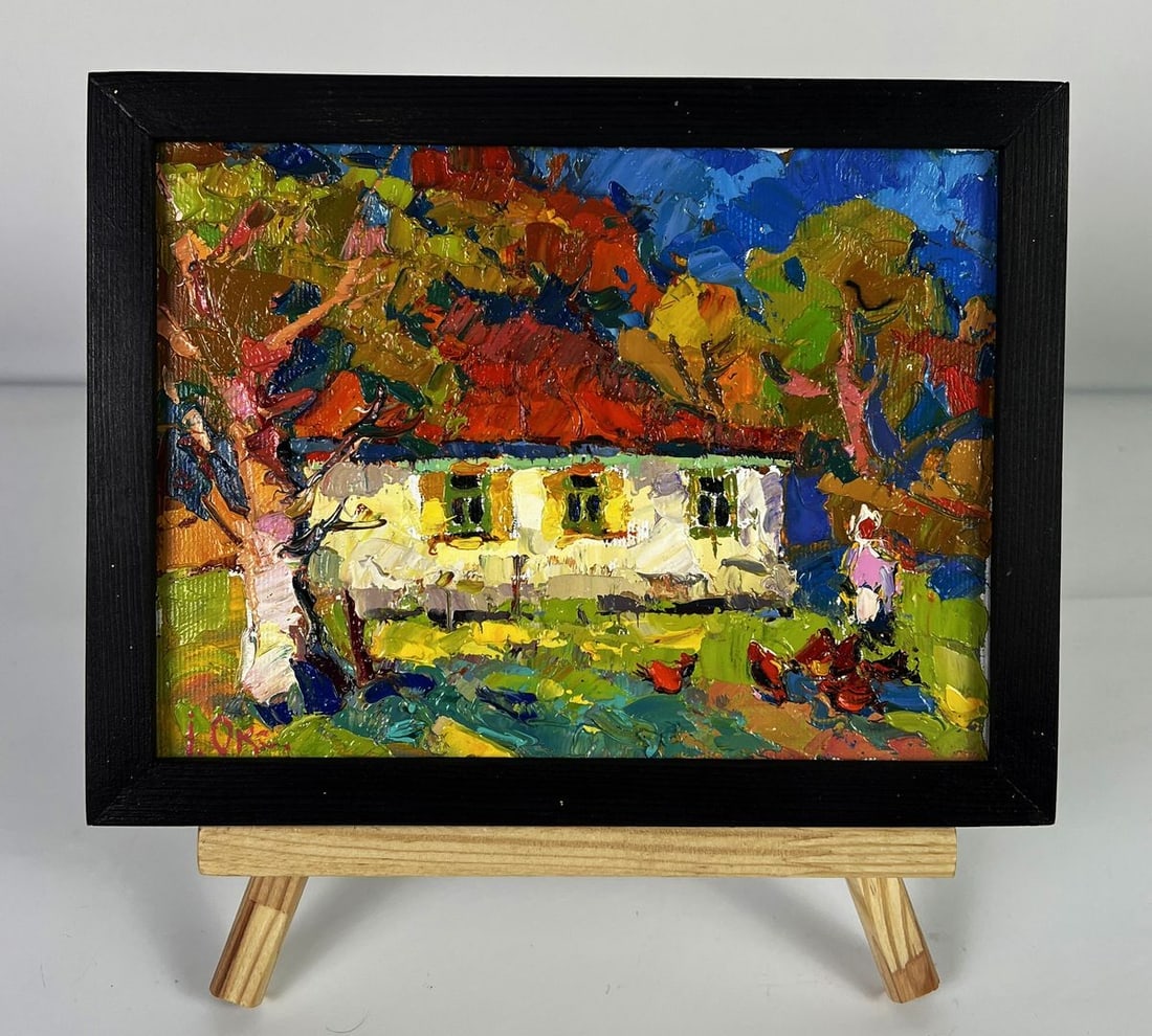 Oil painting Chickens in the yard Oksana Ivanyuk: Title: Oil painting Chickens in the yard Oksana Ivanyuk Description: NoAAA6203*** ABOUT THIS PAINTING **** TITLE: "Chickens in the yard"* ARTISTS: Oksana Ivanyuk* SIZE: 15x20 cm/5.90x7.87 inches'* MED