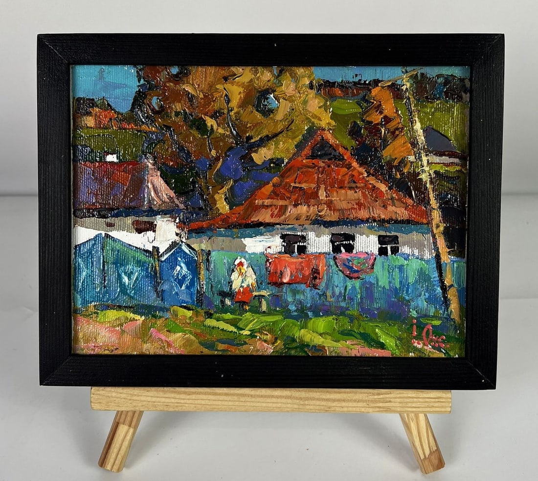 Oil painting Get togethers in the yard Oksana Ivanyuk: Title: Oil painting Get togethers in the yard Oksana Ivanyuk Description: NoAAA6212*** ABOUT THIS PAINTING **** TITLE: "Get togethers in the yard"* ARTISTS: Oksana Ivanyuk* SIZE: 15x20 cm/5.90x7.87 in