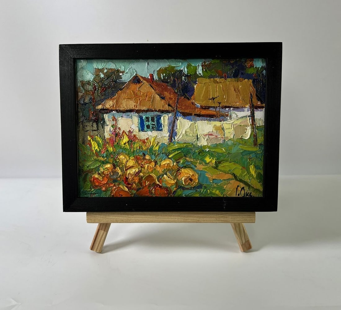 Oil painting In the courtyard of the village Oksana Ivanyuk: Title: Oil painting In the courtyard of the village Oksana Ivanyuk Description: NoAAA5881*** ABOUT THIS PAINTING **** TITLE: "In the courtyard of the village"* ARTISTS: Oksana Ivanyuk* SIZE: 15x20 cm/