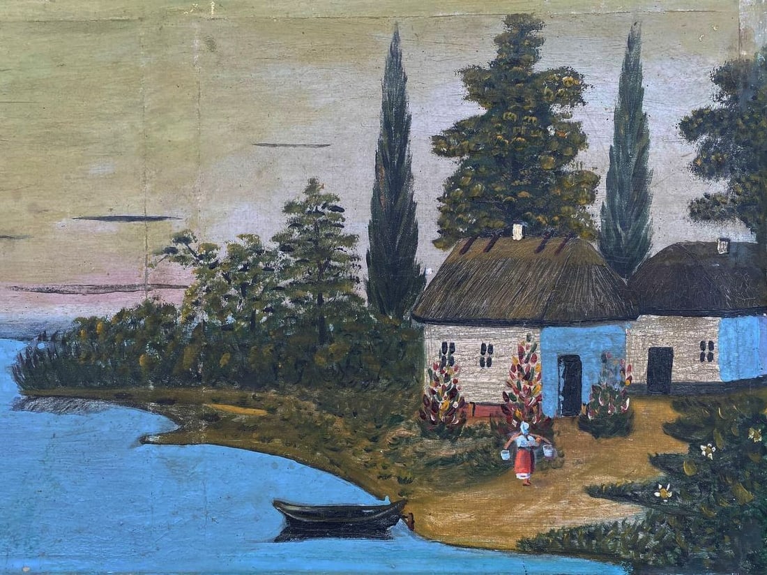 Oil painting With buckets to the house Unknown artist (1 of 4)