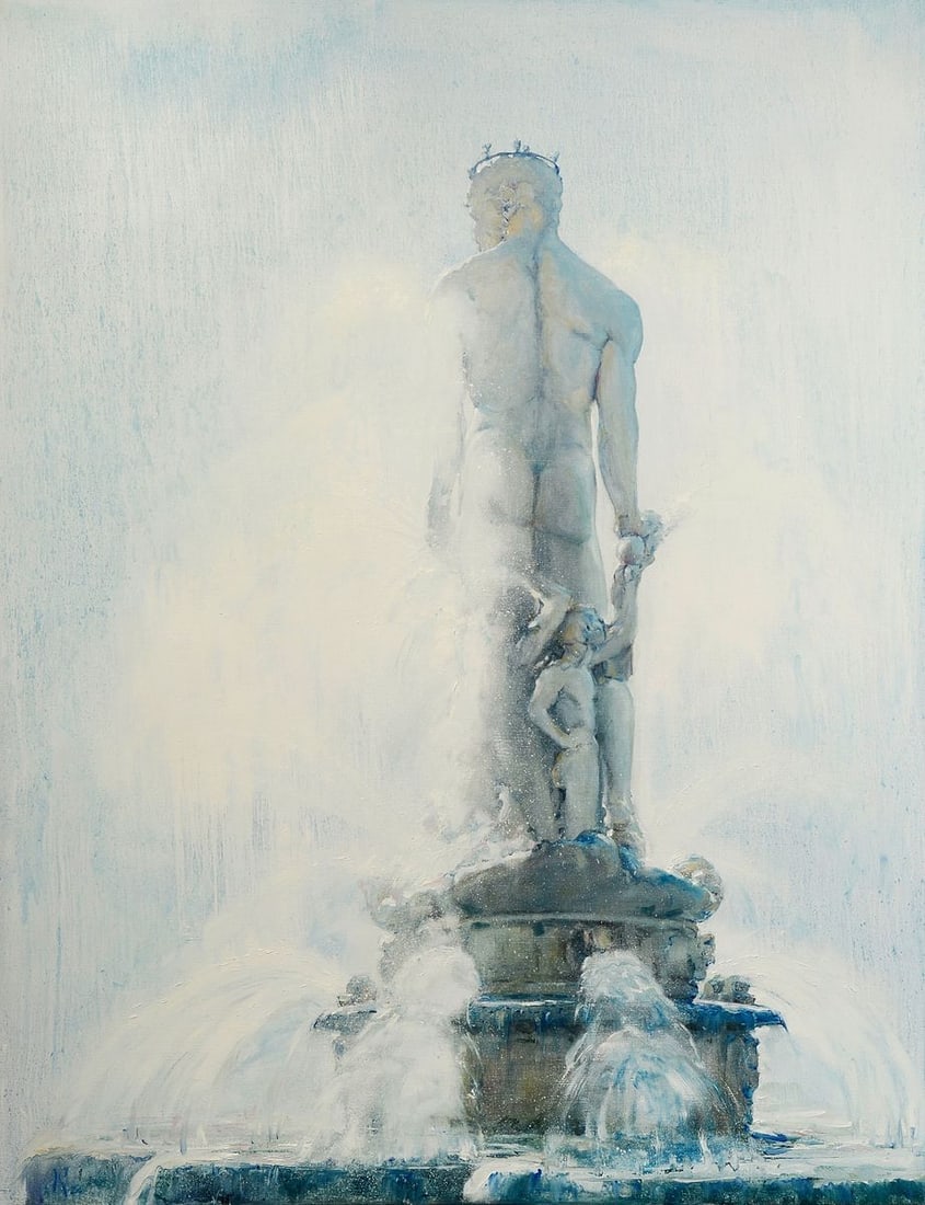 Oil painting Fountain Neptuno Oleg Kateryniuk (1 of 5)