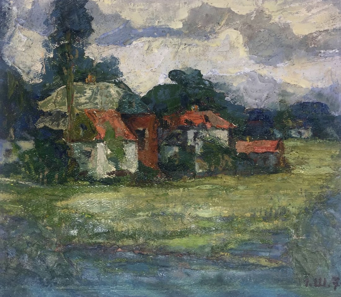 Oil painting Homes on the Outskirts (1 of 7)