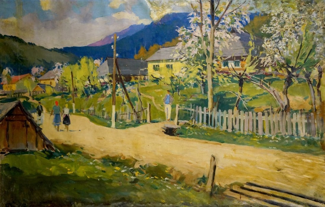 Oil painting Landscape of the village Kontratovich Ernest Rudolfovich (1 of 8)