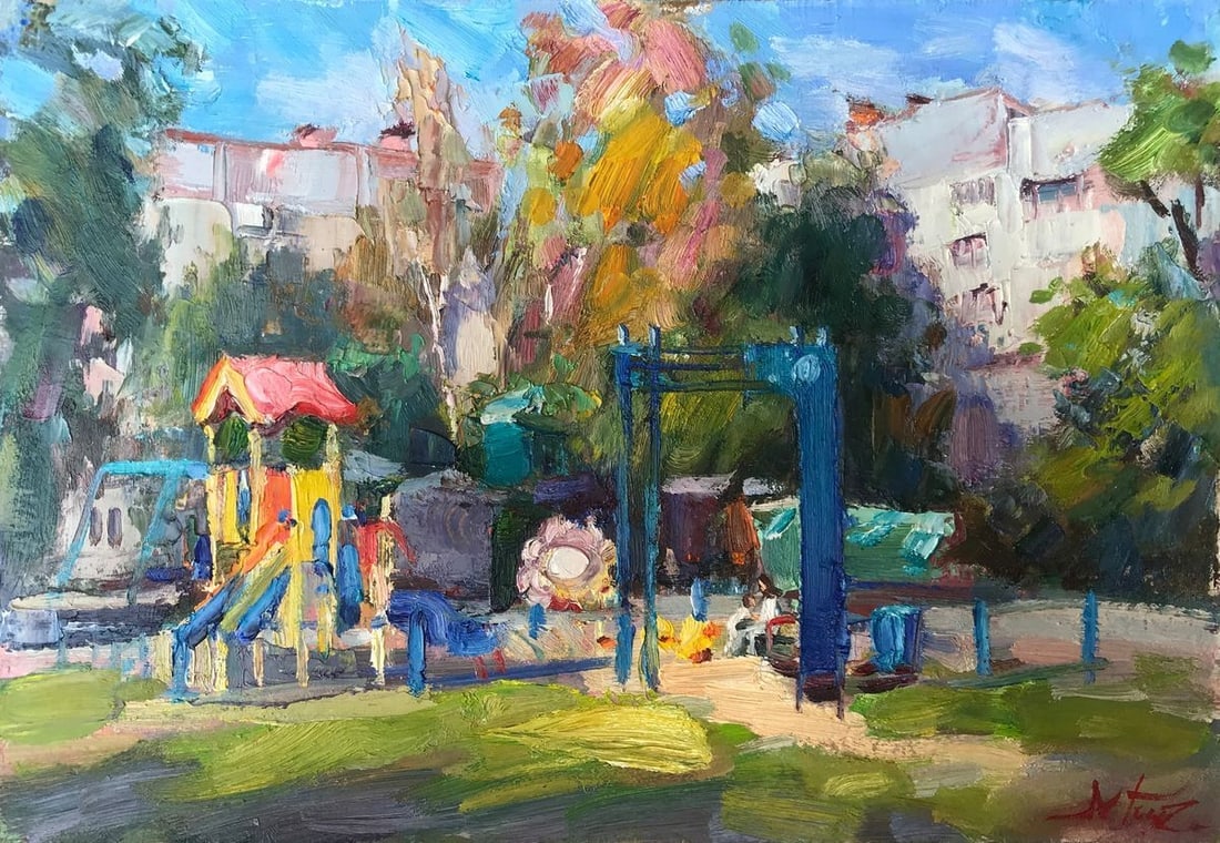 Oil painting Children's playground in the yard Kuzeminsky Nikolay Borisovich (1 of 10)