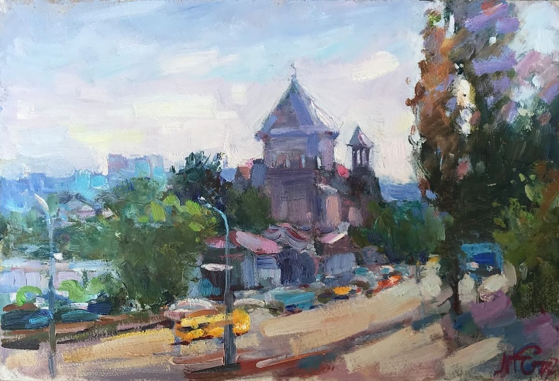 Oil painting View from the station to the city of Dnipro Kuzeminsky Nikolay Borisovich (1 of 11)