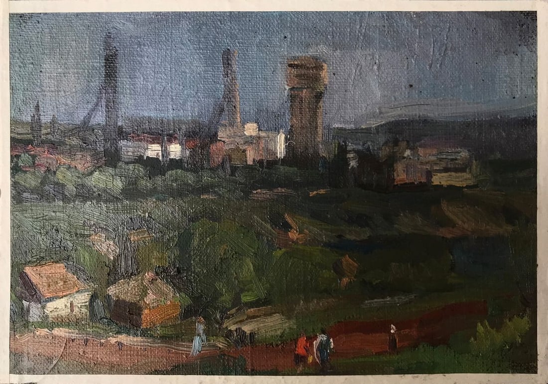 Oil painting City view Unknown artist: Title: Oil painting City view Unknown artist Description: NoAAA2084 Introducing our newest oil painting, "City view"! This intricately detailed piece offers a glimpse into the hustle and bustle of cit
