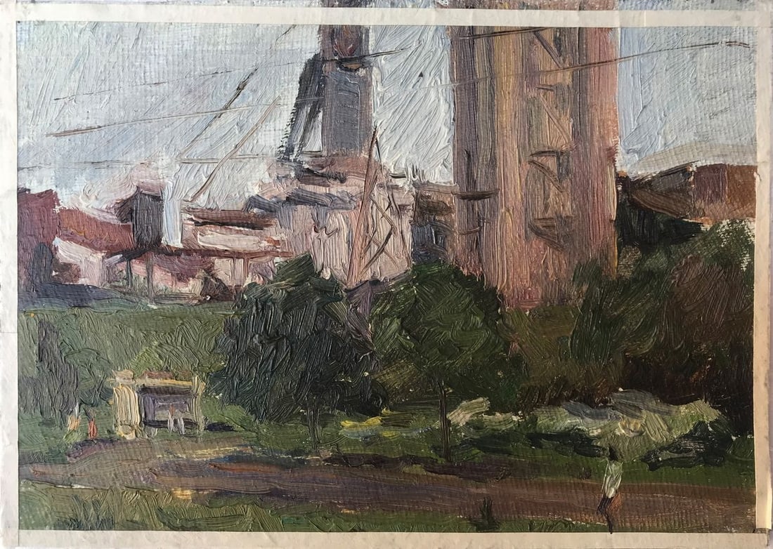 Oil painting Industrial centre Unknown artist: Title: Oil painting Industrial centre Unknown artist Description: NoAAA2132 Introducing the oil painting "Industrial centre"! This magnificent piece captures the sheer scale and power of an industrial