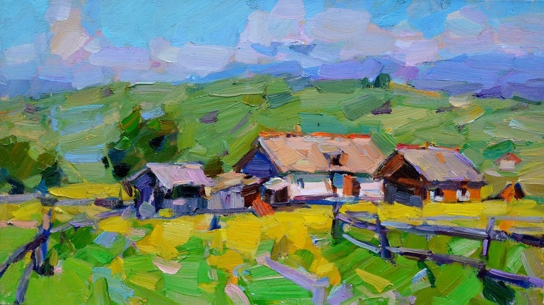 Oli painting Edge of the village Tepeta Miacheslav: Title: Oli painting Edge of the village Tepeta Miacheslav Description: NoTep 100 *** ABOUT THIS PAINTING *** * TITLE: "Edge of the village" * ARTISTS: Tepeta Miacheslav * SIZE: 40?70 cm/'15.74x27.55 i