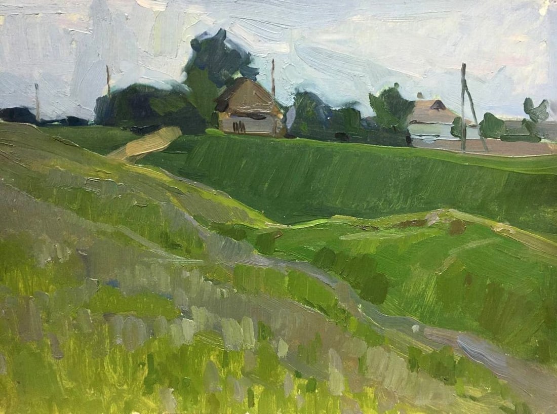 Oil painting Outskirts of the village Bloshenko Anatoly Mikhailovich: Title: Oil painting Outskirts of the village Bloshenko Anatoly Mikhailovich Description: No1067 *** ABOUT THIS PAINTING *** * TITLE: "Outskirts of the village" * ARTISTS: Bloshenko Anatoly Mikhailovic