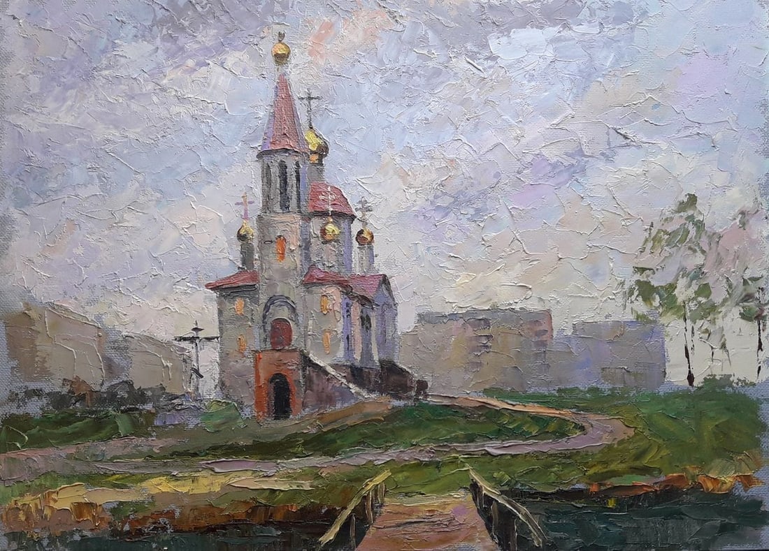 Oil painting Temple near the river Serdyuk Boris Petrovich: Title: Oil painting Temple near the river Serdyuk Boris Petrovich Description: NoSERB 344 * TITLE: "Temple near the river" * ARTISTS: Serdyuk Boris Petrovich * SIZE: 51.5x71.5 cm/'20.07x27.95 inches' 