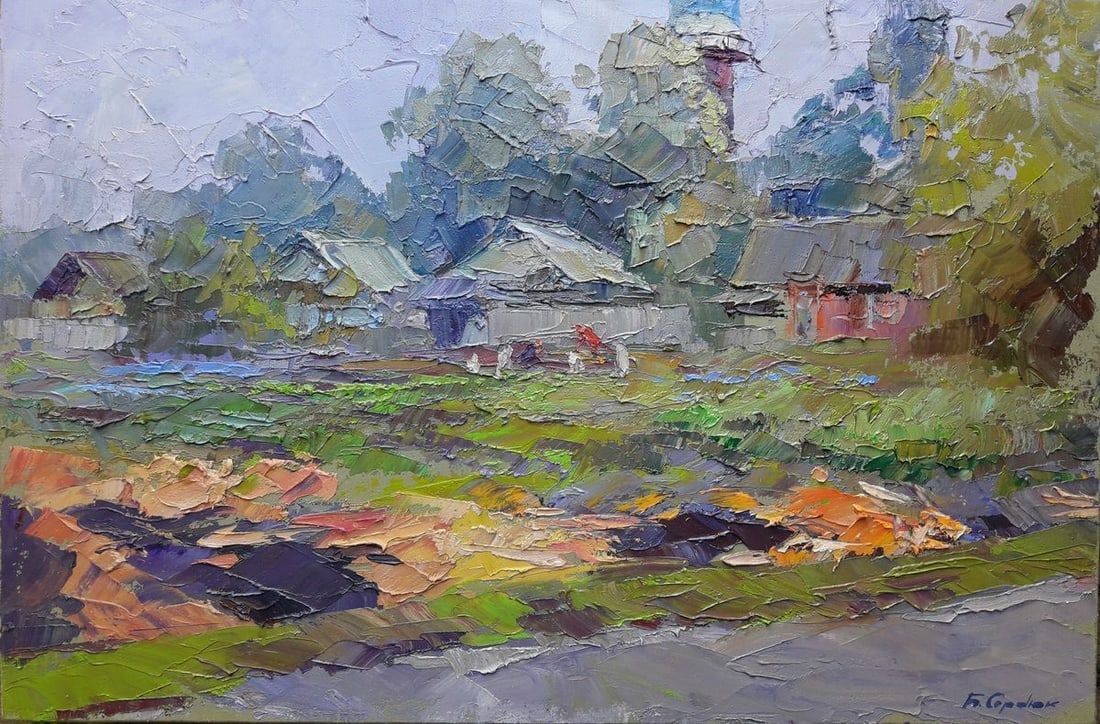 Oil painting On the outskirts of Dykanka Serdyuk Boris Petrovich: Title: Oil painting On the outskirts of Dykanka Serdyuk Boris Petrovich Description: NoSERB 406 *** ABOUT THIS PAINTING *** * TITLE: "On the outskirts of Dykanka" * ARTISTS: Serdyuk Boris Petrovich * 