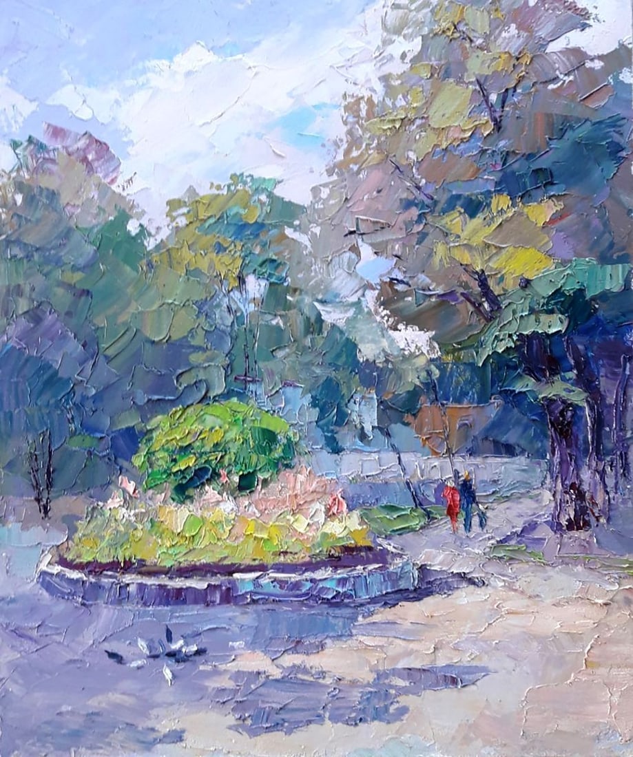 Oil painting Flowerbed fountain Serdyuk Boris Petrovich (1 of 5)