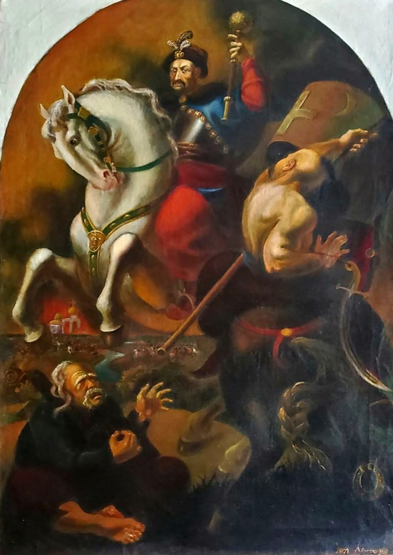 Oil painting Bohdan Khmelnytsky Daniil Litvinov: Title: Oil painting Bohdan Khmelnytsky Daniil Litvinov Description: Litv 1268*** ABOUT THIS PAINTING **** TITLE: "Bohdan Khmelnytsky"* ARTISTS: Daniil Litvinov* SIZE: 95x67 cm/'37.40x26.37 inches'* ME