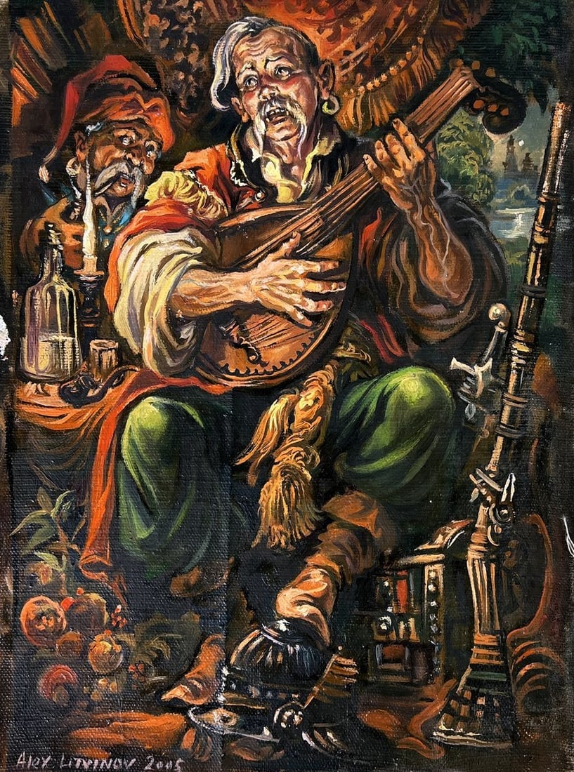 Oil painting Portrait of a musician and a hunter Alexander Litvinov: Title: Oil painting Portrait of a musician and a hunter Alexander Litvinov Description: AAA6078*** ABOUT THIS PAINTING **** TITLE: "Portrait of a musician and a hunter"* ARTISTS: Alexander Arkadievich