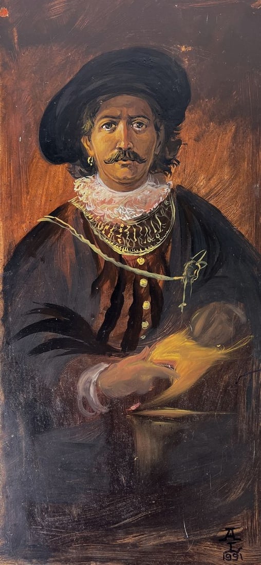Oil painting A man with a mustache Alexander Litvinov: Title: Oil painting A man with a mustache Alexander Litvinov Description: AAA6080*** ABOUT THIS PAINTING **** TITLE: "A man with a mustache"* ARTISTS: Alexander Arkadievich Litvinov* SIZE: 41.4x19.3 c