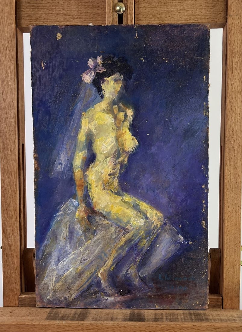 Oil painting Women's beauty Vadim Aksenov: Title: Oil painting Women's beauty Vadim Aksenov Description: AAA5021The oil painting on hardboard titled "Women's beauty" is a luminous and delicate ode to femininity, capturing both the mystery and 