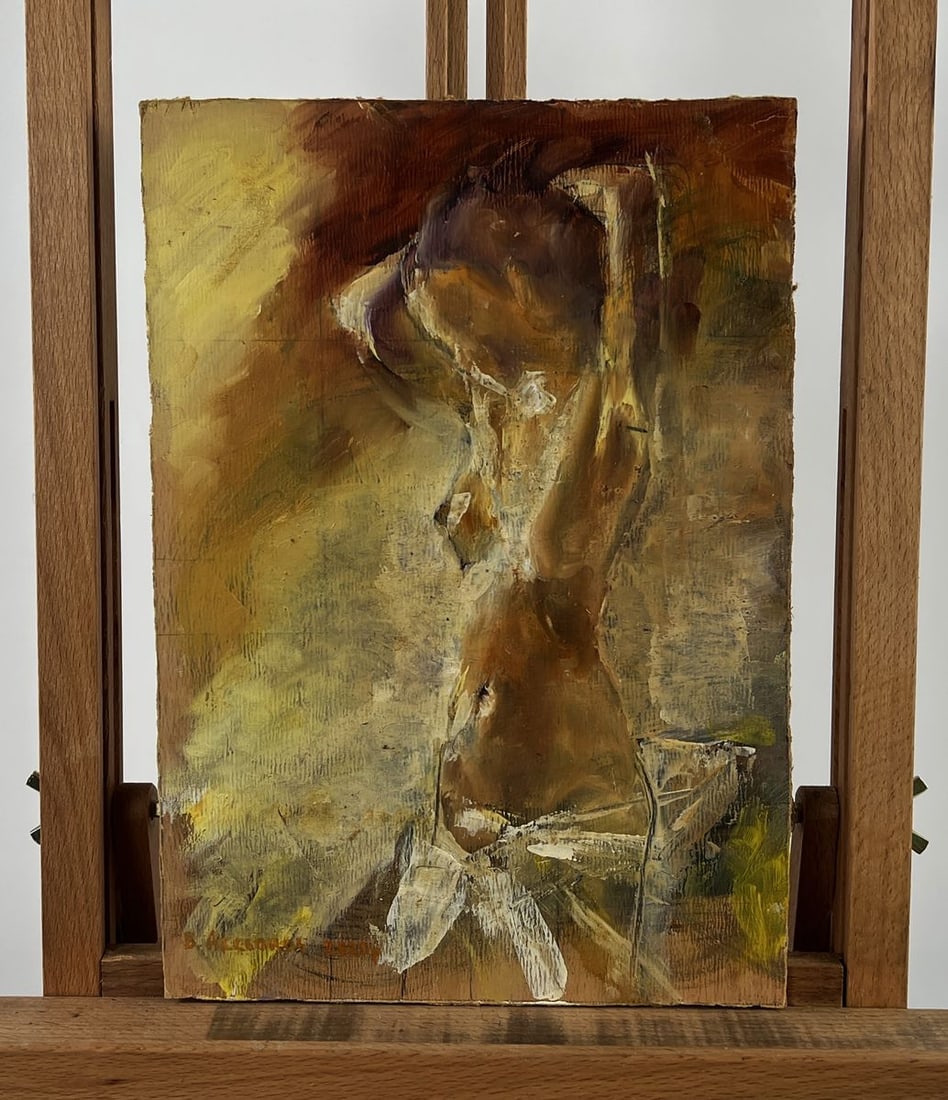Oil painting Good morning beauty Vadim Aksenov: Title: Oil painting Good morning beauty Vadim Aksenov Description: AAA5035The oil painting on hardboard titled "Good morning beauty" captures a fleeting and intimate moment of quiet awakening. The pie