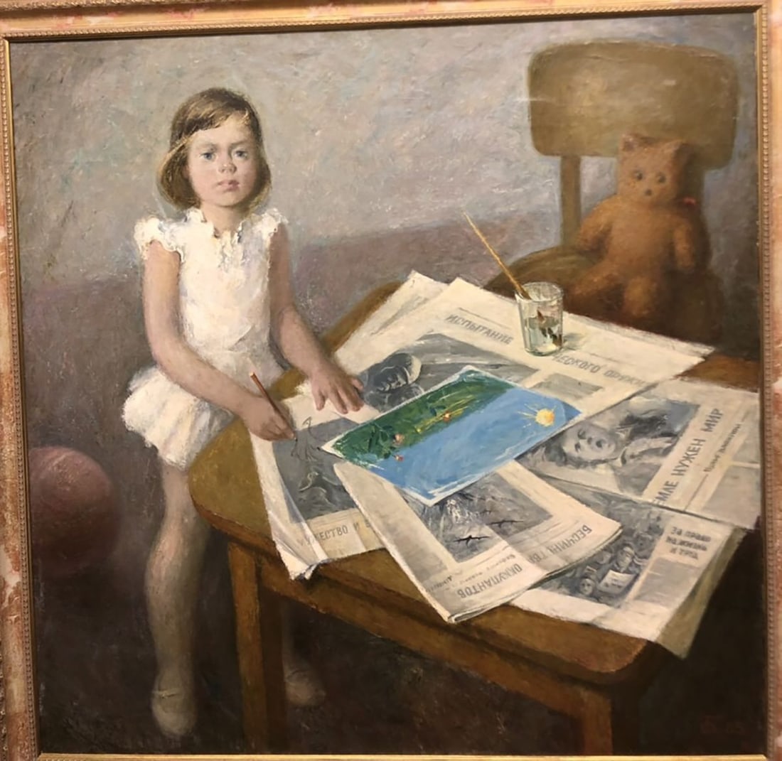 Oil painting Girl at the coffee table Anatoly Limarev (1 of 10)