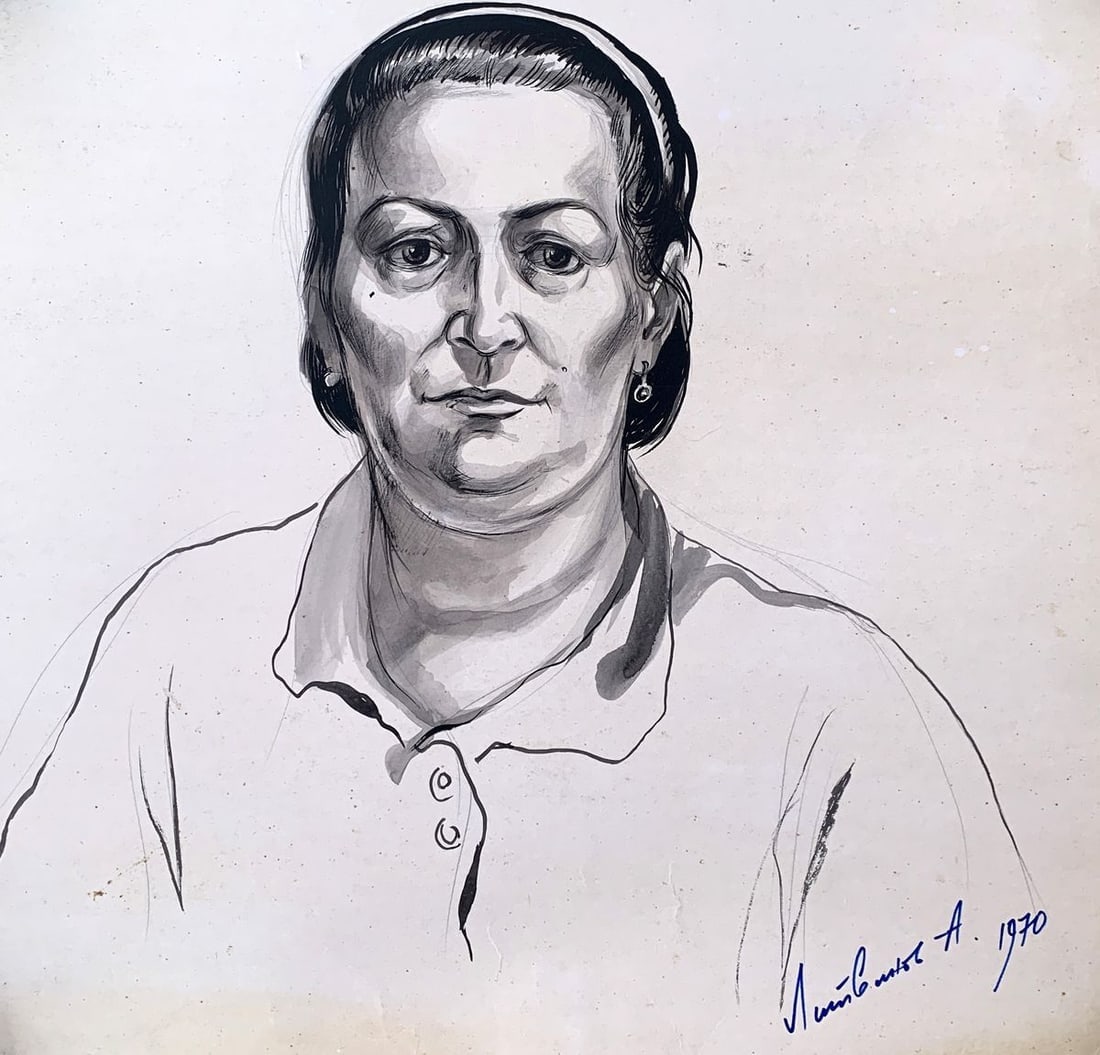 Watercolor, pencil painting Portrait of a woman Alexander Arkadievich Litvinov: Title: Watercolor, pencil painting Portrait of a woman Alexander Arkadievich Litvinov Description: Litv 1008 *** ABOUT THIS PAINTING *** * TITLE: "Portrait of a woman" * ARTISTS: Alexander Arkadievich