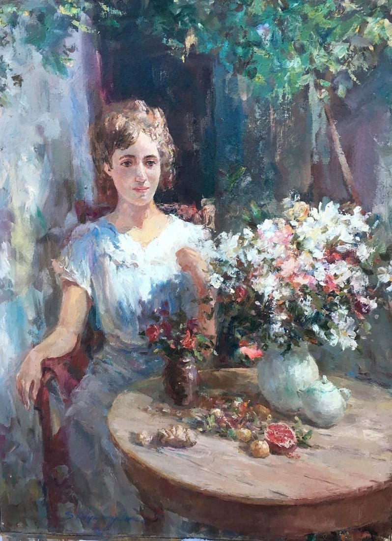 Pensive girl oil painting (1 of 9)