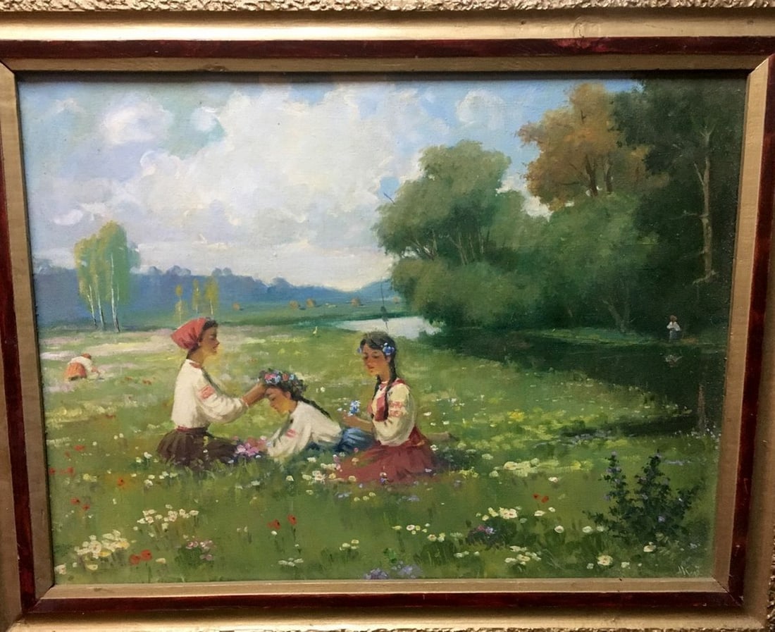 Oil painting Rest in the meadow Kizenko Nestor Mitrofanovich: Title: Oil painting Rest in the meadow Kizenko Nestor Mitrofanovich Description: 597 *** ABOUT THIS PAINTING *** * TITLE: "Rest in the meadow" * ARTISTS: Kizenko Nestor Mitrofanovich * SIZE: 62x80 cm/