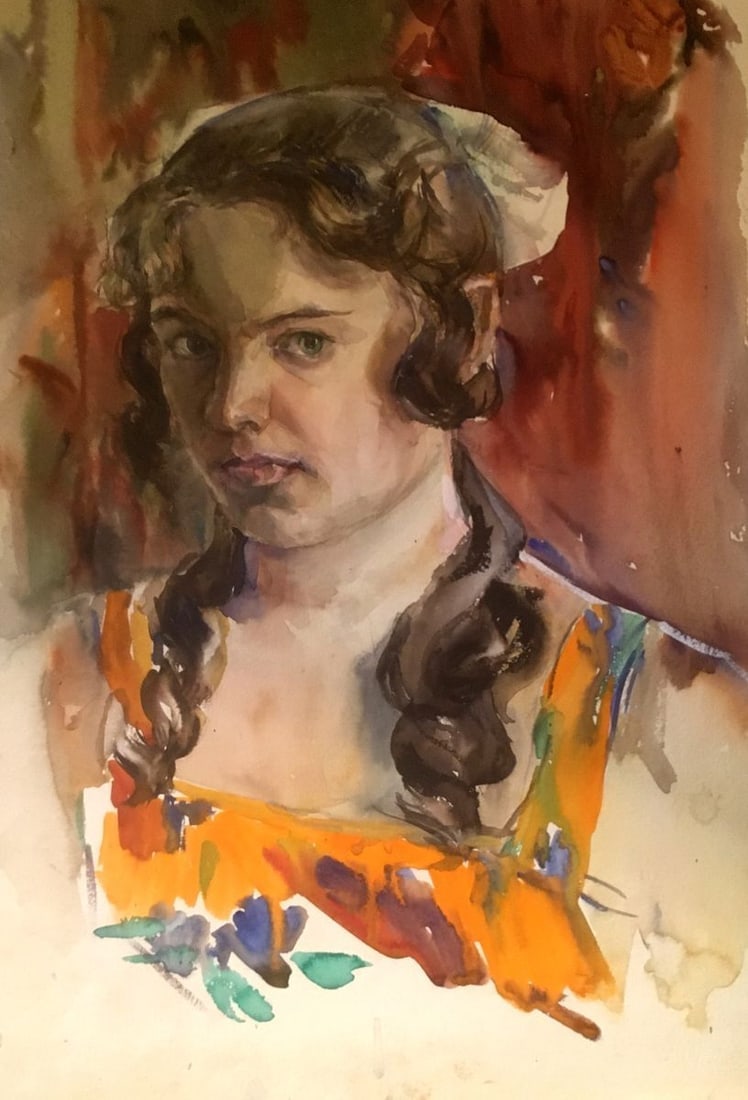 Watercolor painting Portrait of a girl Palazhchenko Irina: Title: Watercolor painting Portrait of a girl Palazhchenko Irina Description: 683 *** ABOUT THIS PAINTING *** * TITLE: "Portrait of a girl" * ARTISTS: Palazhchenko Irina * SIZE: 40x28 cm/'15.74x11.02 