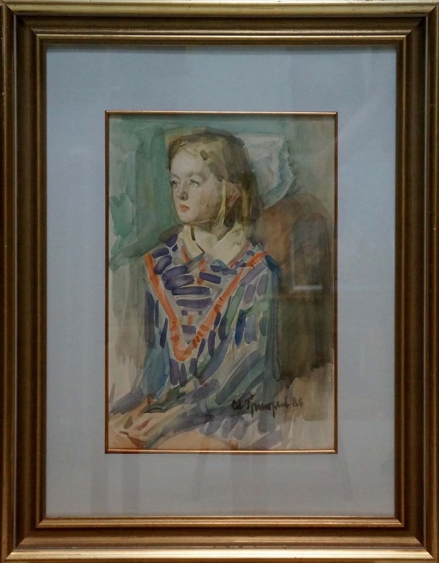 Oil painting Portrait of a girl: Title: Oil painting Portrait of a girl Description: Vern 1450 *** ABOUT THIS PAINTING *** * TITLE: "Portrait of a girl" * ARTISTS: Grigoryev Sergey Alekseevich * SIZE: 42x28 cm/'16.53x11.02 inches', f