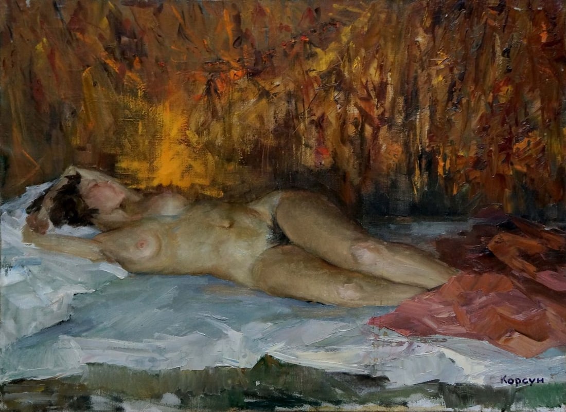 Oil painting Sleeping girl Korsun Leonid Vasilievich: Title: Oil painting Sleeping girl Korsun Leonid Vasilievich Description: Vern 1640 *** ABOUT THIS PAINTING *** * TITLE: "Sleeping girl" * ARTISTS: Korsun Leonid Vasilievich * SIZE: 50x75 cm/'19.68x29.
