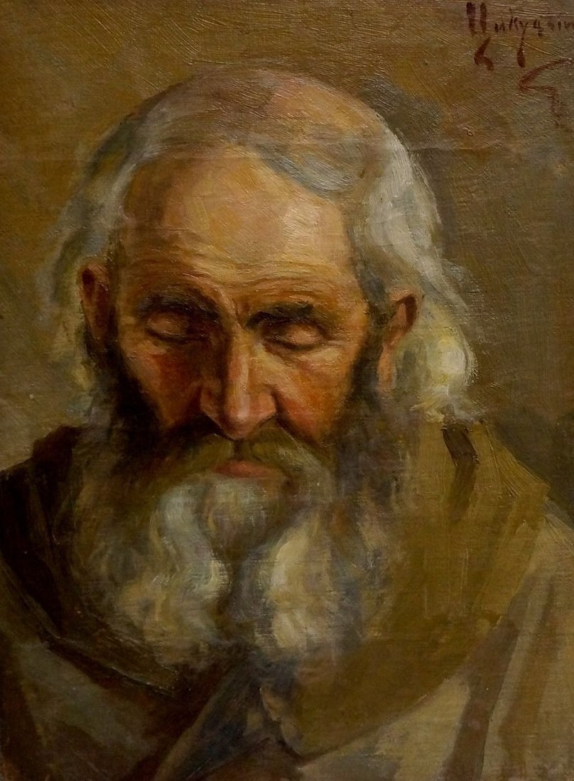 Oil painting Portrait of an old man Tsykutsky (1 of 8)