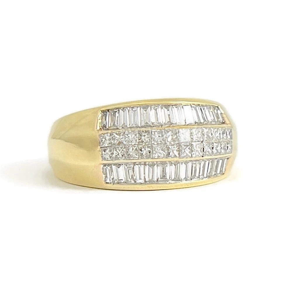 Wide Multishape Mixed Diamond Dome Statement Ring 14K Yellow Gold, Size 7.75 (1 of 6)