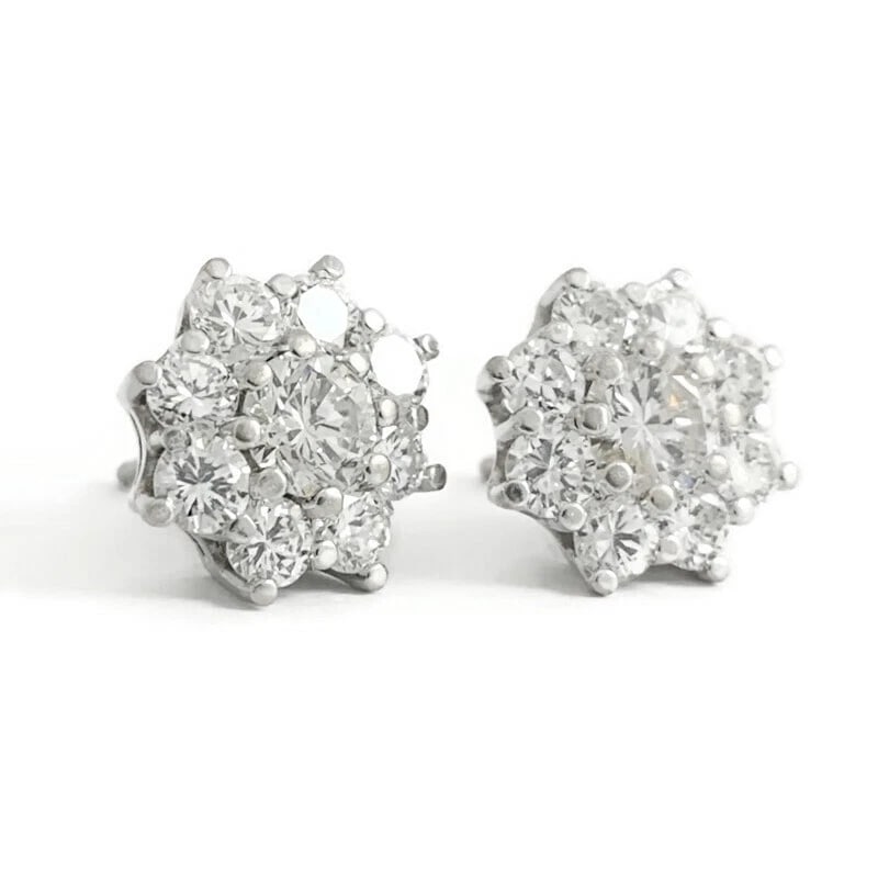 Round Princess Diana Set Diamond Cluster Stud Earrings 14K White Gold 2.14 CTW: Round Princess Diana Set Diamond Cluster Stud Earrings 14K White Gold 2.14 CTW These are beautiful diamond stud earrings! Please let us know if you have any questions. Diamonds: 2.14 ctw; 2 round bril