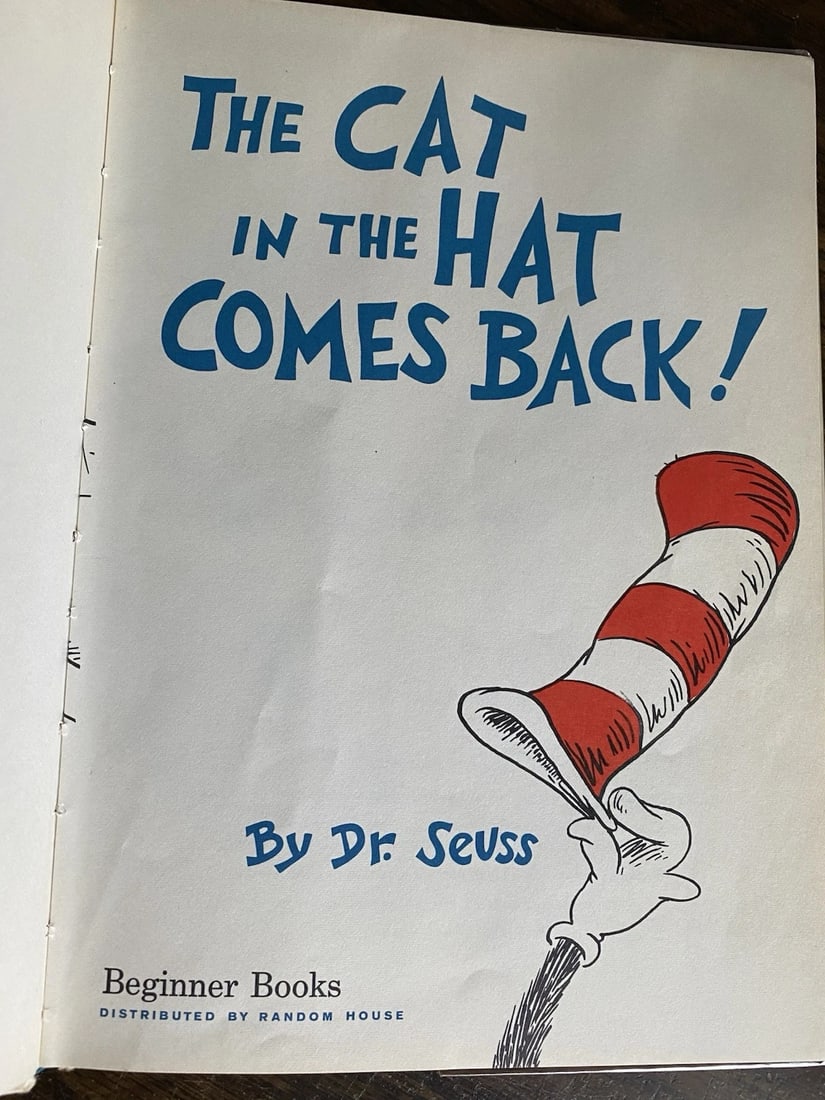 The Cat in the Hat Comes Back 1st Edition Dr Seuss Dust Jacket 1958 Very Good - 2