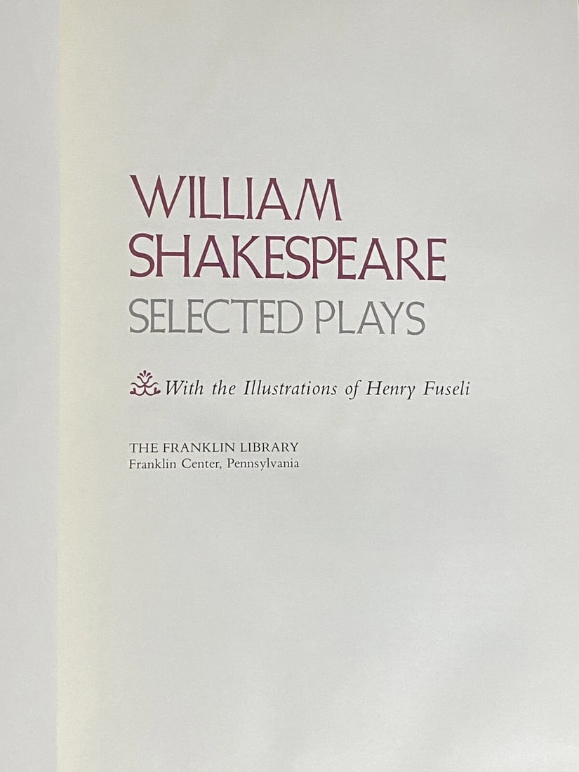 Franklin Library WmShakespeare Selected Plays 1981 1/4 Lthr Illust. Near Fine - 2