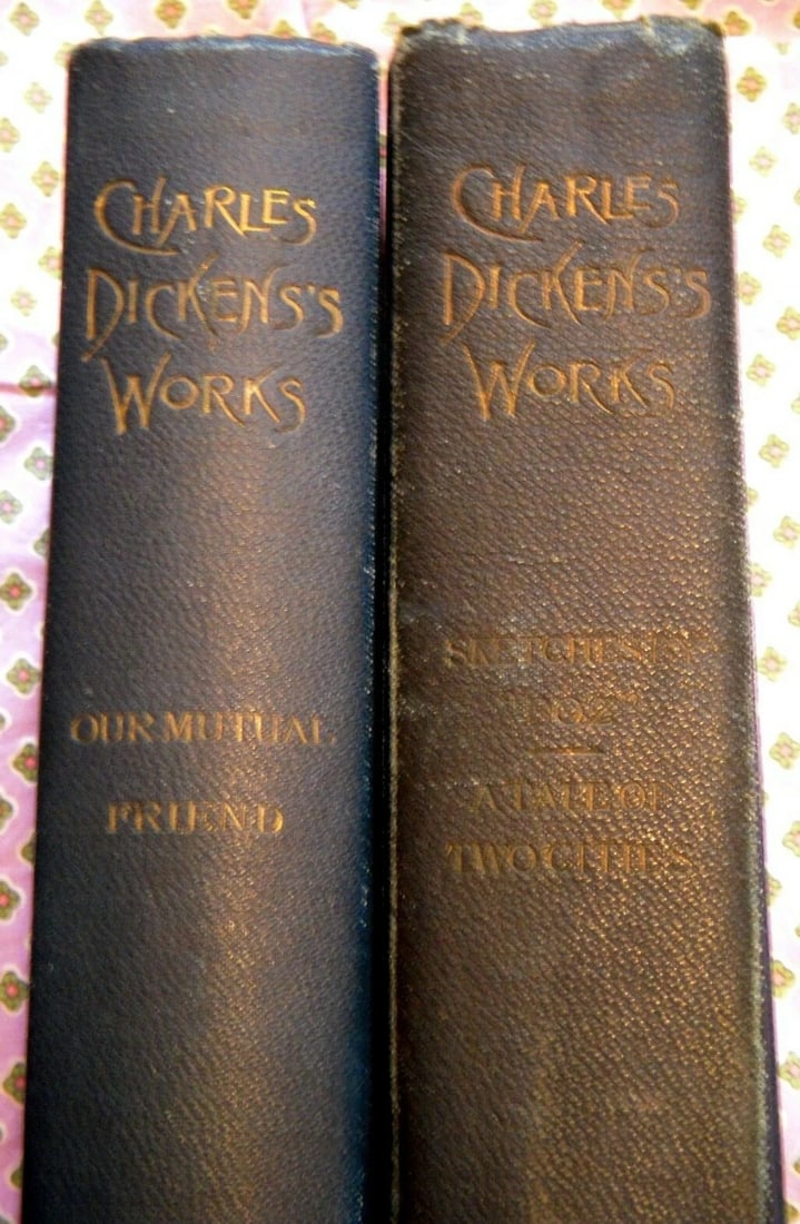 CharlesDickensWorksAmer.NewsCo Ill.Cruikshank;SketchesBoz,Tale2Cities,OurMutual: Up for sale are two books by Charles Dickens both entitled Charles Dickens's Works published by the American News Company, New York. One book contains "Our Mutual Friend" and states it is Vol. I of tw