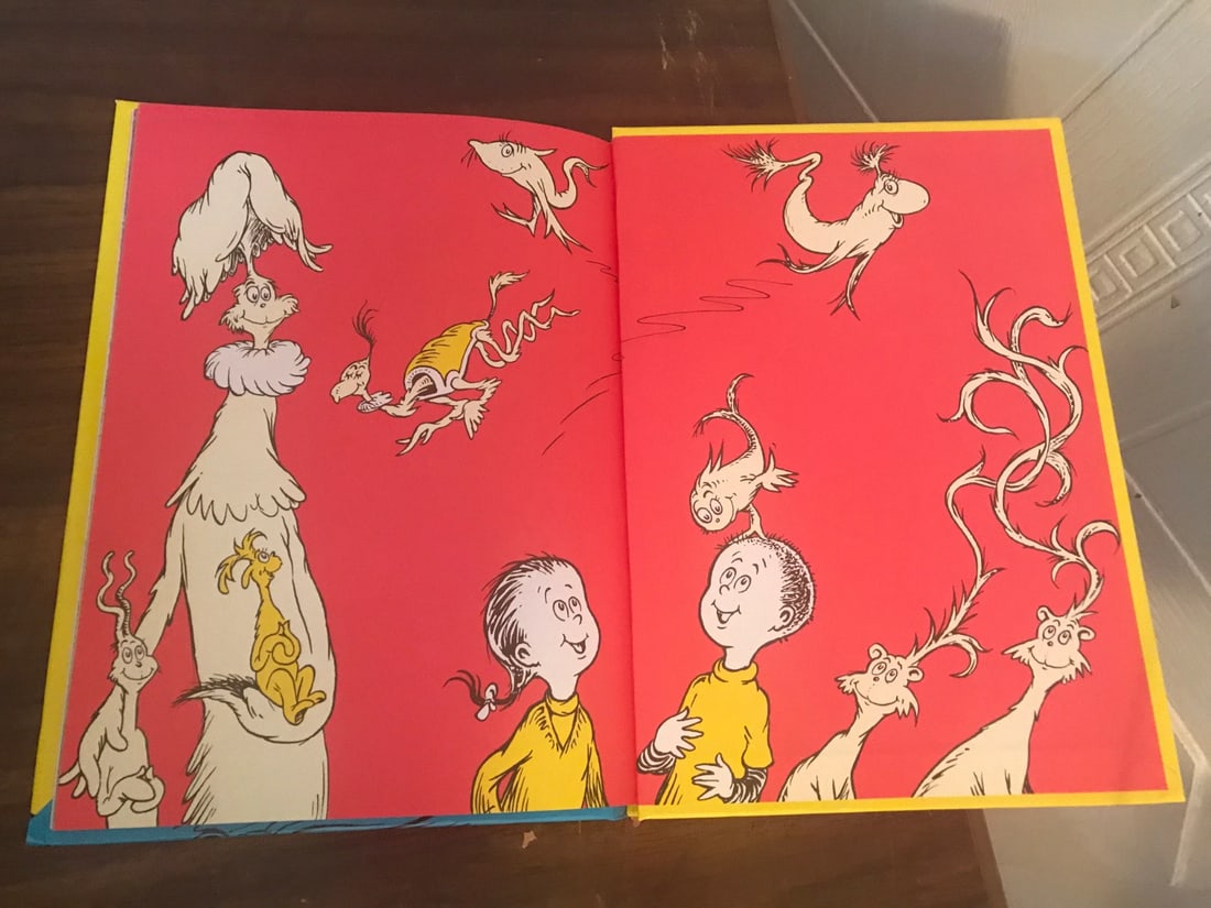 Dr Seuss One Fish Two Fish Red Fish Blue Fish 1988 Hardcover Beginner Book LOOK - 6