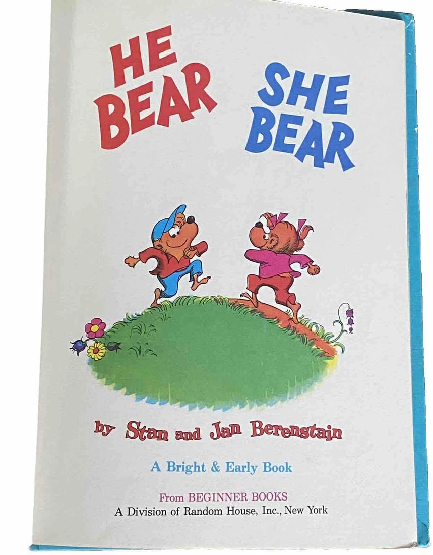 1974 Berenstain Bears He Bear She Bear 1st Ed Grolier Book Club HC Very Good - 2