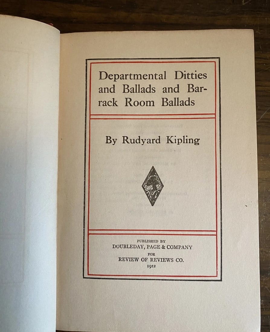 Departmental Ditties & Barrack Room Ballads Rudyard Kipling 1912 Authorized Ed. - 2