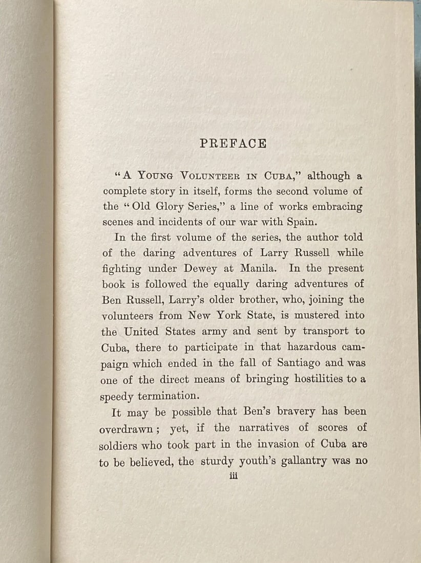 A YOUNG VOLUNTEER IN CUBA by Edward Stratemeyer. First Ed. 1898. Old Glory Ed. - 13