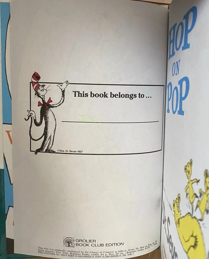 Hop on Pop Dr. Seuss 1963 Grolier Book Club Edition Hardcover Excellent Cond. - 4