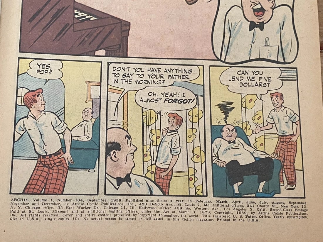 Archie #104 1959 Boarded VF 8.0 Excellent Book! Silver Age - 4