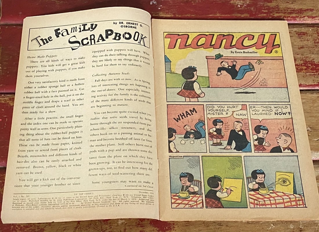 Tip Top Comics #205 1956 Nancy/Peanuts Charles Schultz VG+Boarded Silver Age - 6