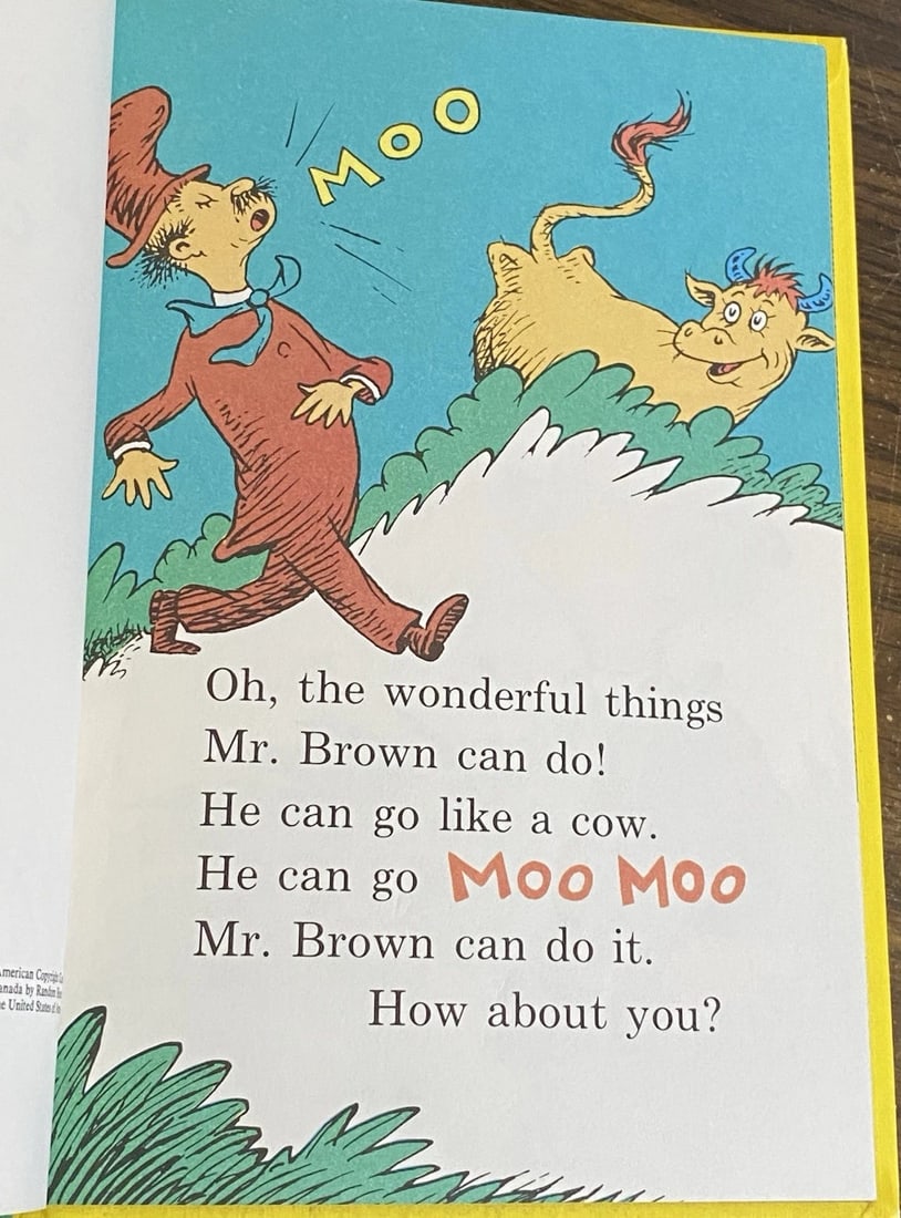 Dr. Seuss Mr. Brown Can Moo! Can You? Dr. Seuss's Book Wonderful Noises 1st BC - 9